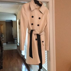 DKNY cream and black wool coat